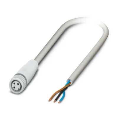 Phoenix Contact Sensor Actuator Cable Female 3 Way M8 to 3 Way Unterminated, 10m Length, PP-EPDM Jacket, Grey, 60V 1406480