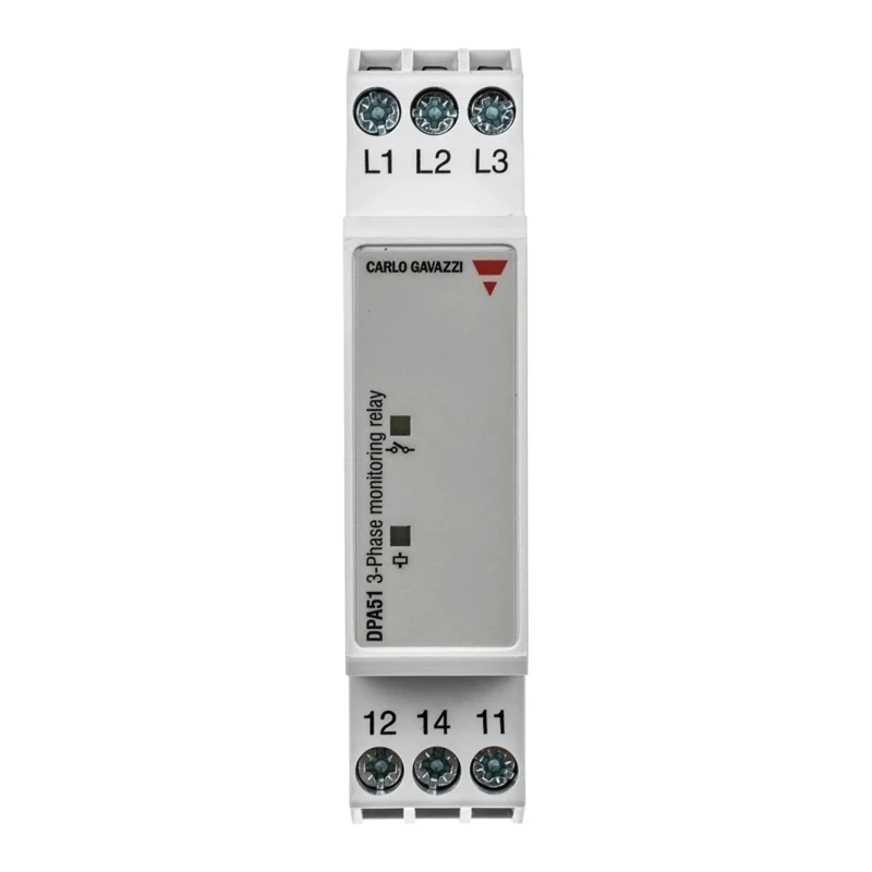 Carlo Gavazzi 3 Phase Monitoring Relay 177/550 V AC Monitor Range SPDT DIN Rail 208 V AC 480 V AC 24 V DC DPA51CM44
