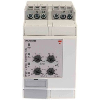 Carlo Gavazzi 3-Phase Monitoring Relay 510/793 V AC Monitor Range, SPDT Contact, DIN Rail Mount, 600 V AC, 690 V DPC01DM69