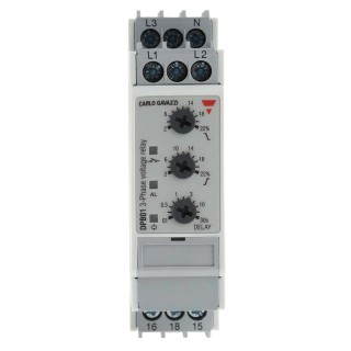 Carlo Gavazzi Monitoring Relay 3 Phase, 323 to 550 V AC Monitor Range, SPDT Contact, DIN Rail Mount, 0 V AC 24 V DPB01CM48