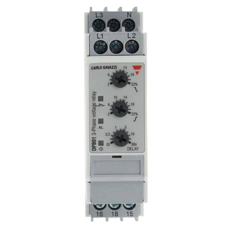 Carlo Gavazzi Monitoring Relay 3 Phase, 323 to 550 V AC Monitor Range, SPDT Contact, DIN Rail Mount, 0 V AC 24 V DPB01CM48