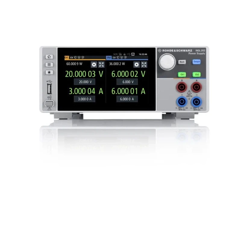 Rohde & Schwarz Digital Bench Power Supply Bundle 2-Output 0 mV to 20 V 120 W 6 A Max NGL-COM2b