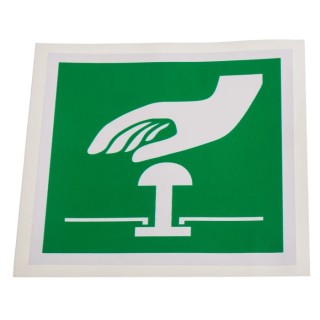 RS PRO Vinyl White Green Safe Conditions Label Emergency Stop ISO 7010 100mm x 100mm 857-8611