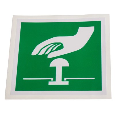 RS PRO Vinyl White Green Safe Conditions Label Emergency Stop ISO 7010 100mm x 100mm 857-8611