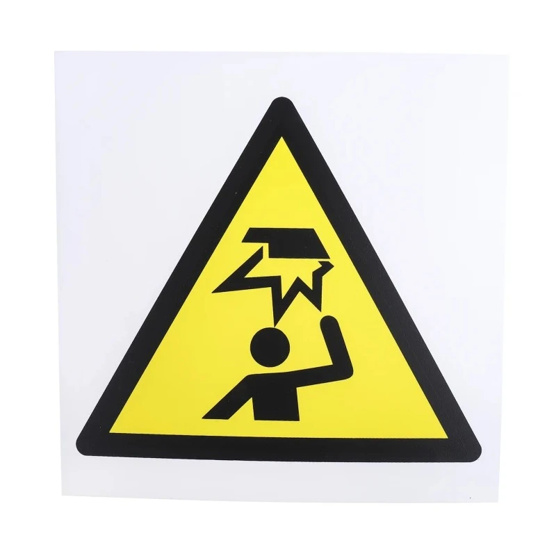 RS PRO Hazard Warning Sign Overhead Obstacle Plastic 200mm x 200mm ISO 7010 857-8703