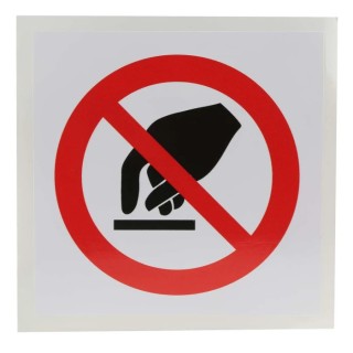RS PRO Vinyl Do Not Touch Prohibition Sign, Self-Adhesive, 100mm x 100mm, ISO 7010 Standard 857-8687
