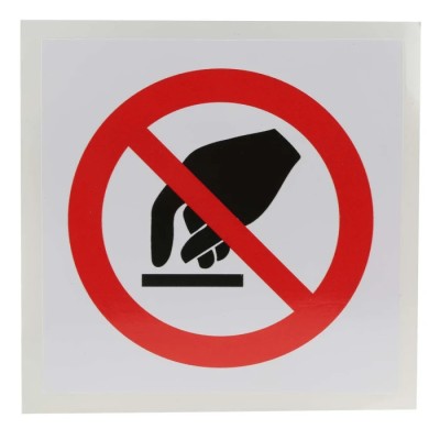RS PRO Vinyl Do Not Touch Prohibition Sign, Self-Adhesive, 100mm x 100mm, ISO 7010 Standard 857-8687