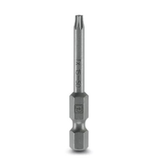 Phoenix Contact Screwdriver Bit, Torx Drive, 6.35 mm Tip Size, T15, 50 mm Length, Alloy Steel, 5-Piece Set 1212576