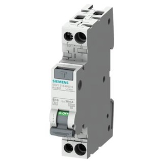Siemens Residual Current Circuit Breaker with Overload Protection, 6A Current Rating, 1-Pole, 30 mA Trip 5SV1316-6KK06