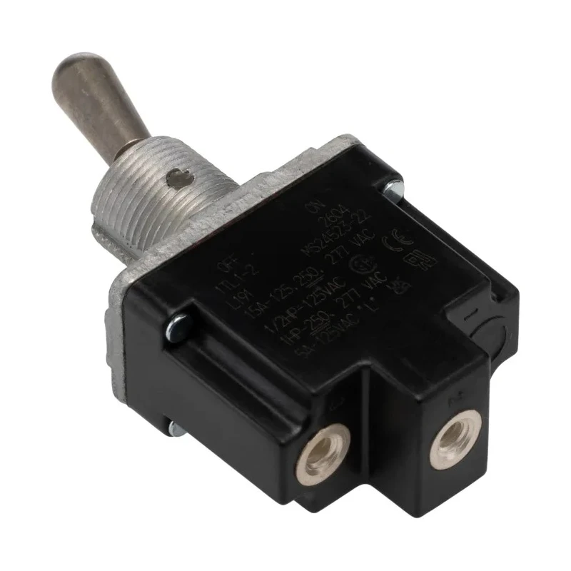 Honeywell Technologies Toggle Switch, Bushing Mount, On-Off, SPST, Screw Terminal, 277 V AC, 15A 1TL1-2