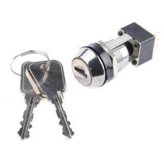 Lorlin Key Switch DPDT 4A 1-Way Flat Key Zinc Alloy Housing Round Bezel MSL8613A