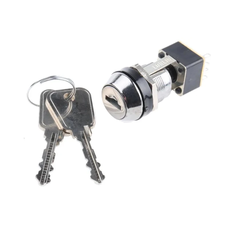 Lorlin Key Switch DPDT 4A 1-Way Flat Key Zinc Alloy Housing Round Bezel MSL8613A