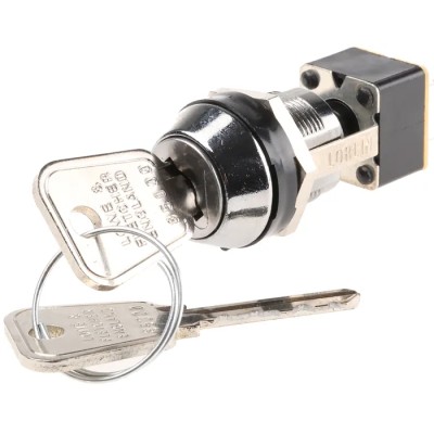 Lorlin Key Switch DPDT 4A 250V AC 2-Way Flat-Key Round Bezel MSL8606B