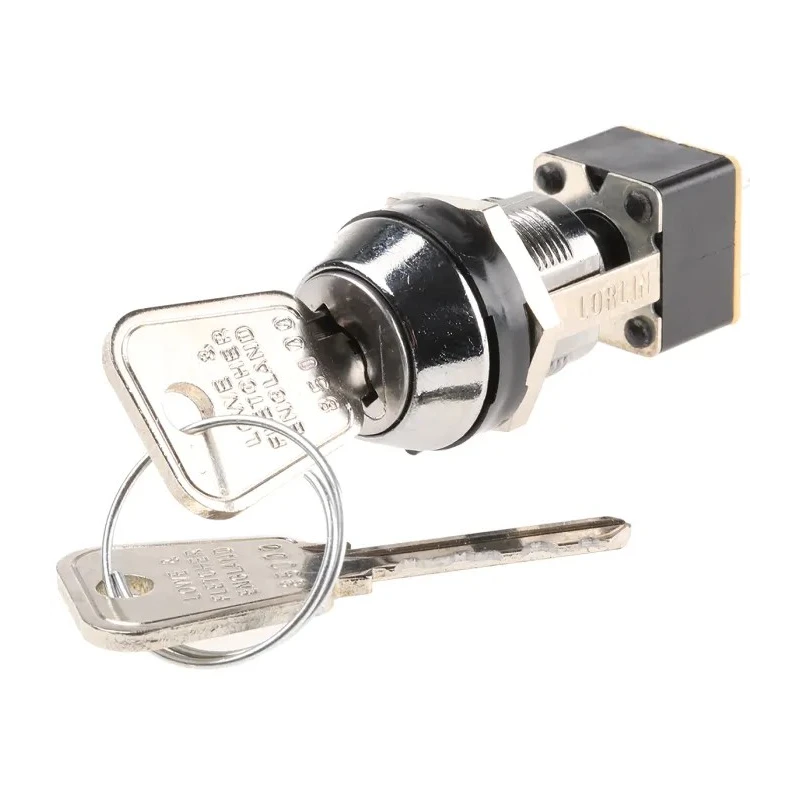 Lorlin Key Switch DPDT 4A 250V AC 2-Way Flat-Key Round Bezel MSL8606B
