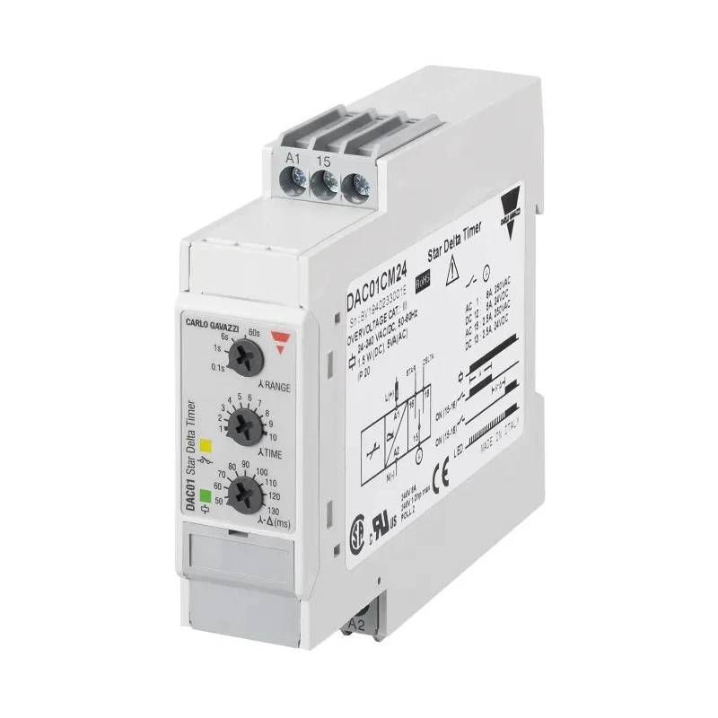 Carlo Gavazzi DAC Series Timer Relay 1-Contact 240 V dc 400V ac 0.1 to 600 s 2-Function SPDT DAC01CM24
