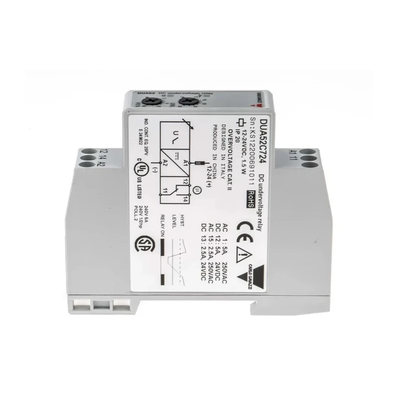 Carlo Gavazzi Monitoring Relay Undervoltage SPDT DIN Rail Mount 8 to 28 V dc DUA52C724