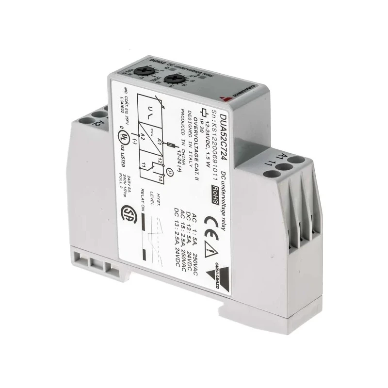 Carlo Gavazzi Monitoring Relay Undervoltage SPDT DIN Rail Mount 8 to 28 V dc DUA52C724