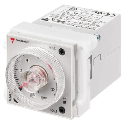 Carlo Gavazzi FAA08 Series Front Timer Relay, 4-Contact, DPDT, 240 V dc, 12 V ac, 240 V ac, 0.05 s to 300 h, 4-Function 