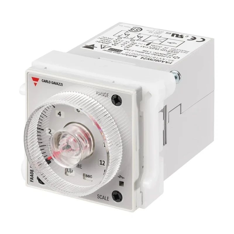Carlo Gavazzi FAA08 Series Front Timer Relay, 4-Contact, DPDT, 240 V dc, 12 V ac, 240 V ac, 0.05 s to 300 h, 4-Function 