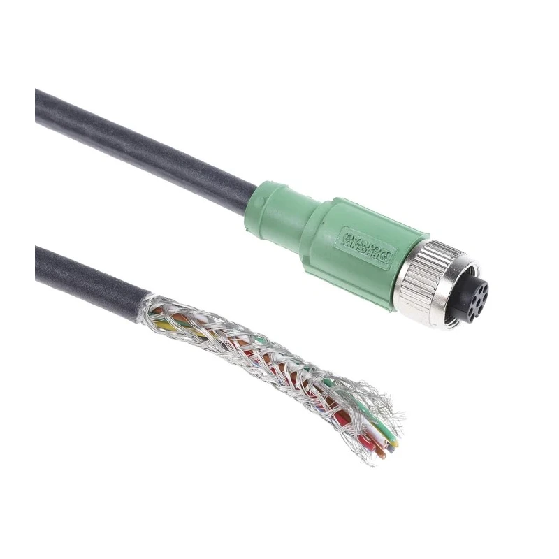 Phoenix Contact Female 8 way Straight to Unterminated Sensor Actuator Cable 10m 30V AC/DC Polyurethane PUR Jacket 1522891