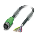Phoenix Contact Female 8 way Straight to Unterminated Sensor Actuator Cable 10m 30V AC/DC Polyurethane PUR Jacket 1522891