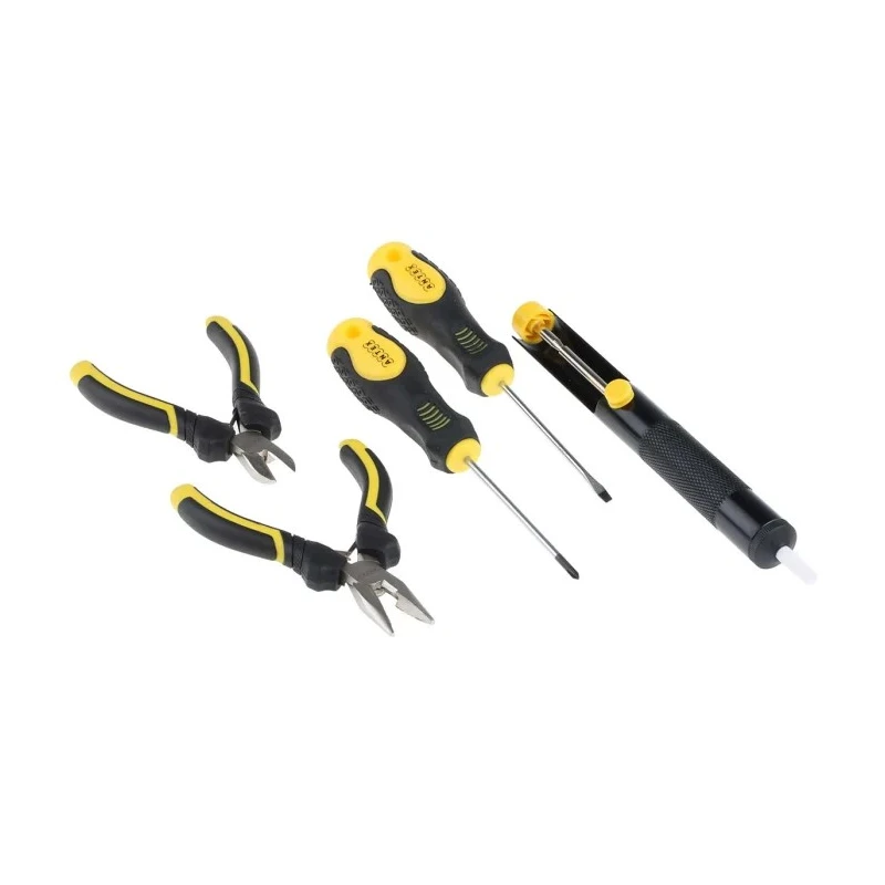 Antex Electronics 18W Electric Soldering Iron Kit with Desoldering Pump, Flat Blade Screwdriver, Mini Pliers KF8JSZA