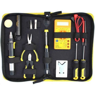 Antex Electronics 120W Gas Soldering Iron Kit with Hot Knife, Hot Air Deflector, and Digital Multimeter KDD0SZA