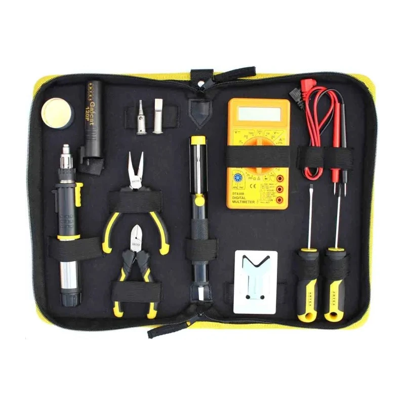 Antex Electronics 120W Gas Soldering Iron Kit with Hot Knife, Hot Air Deflector, and Digital Multimeter KDD0SZA