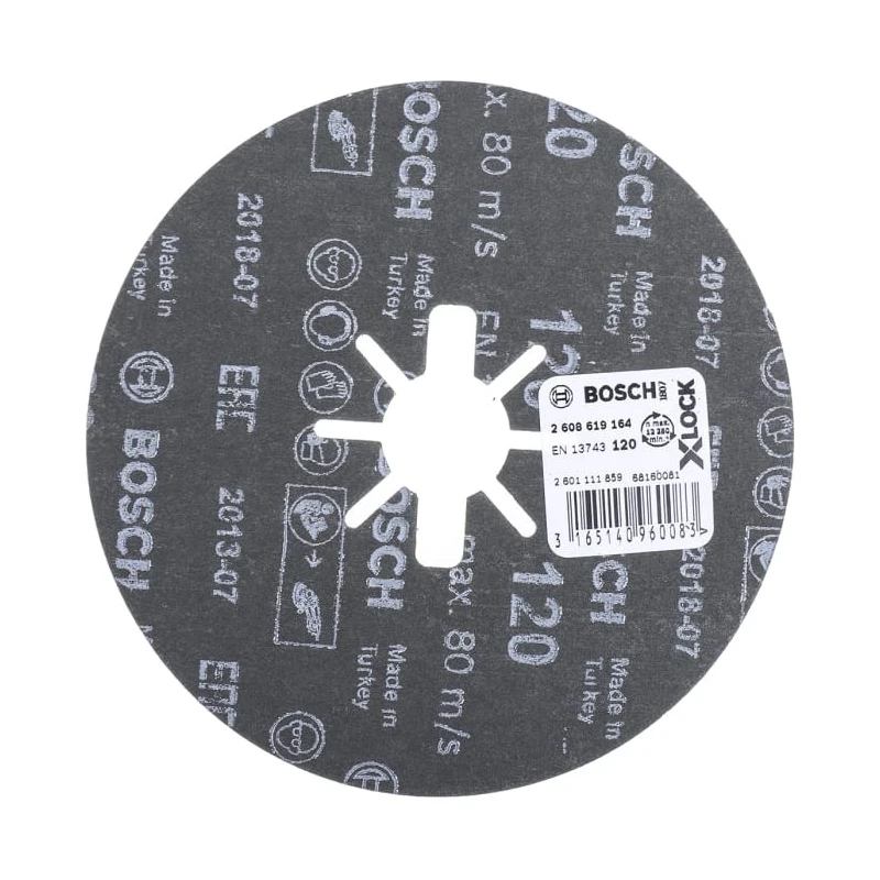 Bosch Zirconia Aluminium Abrasive Disc 125 mm P120 Grit, Blue, X Lock Series 2608619164