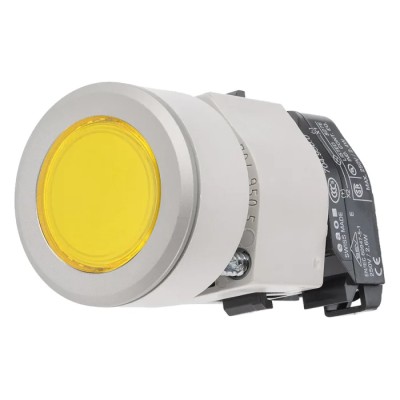 EAO 04 Series Yellow Momentary Flush Mount Push Button Head, 30.5 mm Cutout, 35 mm Diameter, IP65 704.032.418