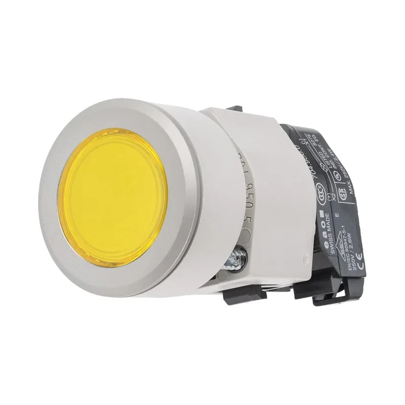 EAO 04 Series Yellow Momentary Flush Mount Push Button Head, 30.5 mm Cutout, 35 mm Diameter, IP65 704.032.418