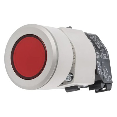 EAO Red Momentary Flush Aluminium Push Button Head 30.5mm Cutout, 35mm Diameter, IP65 704.032.218