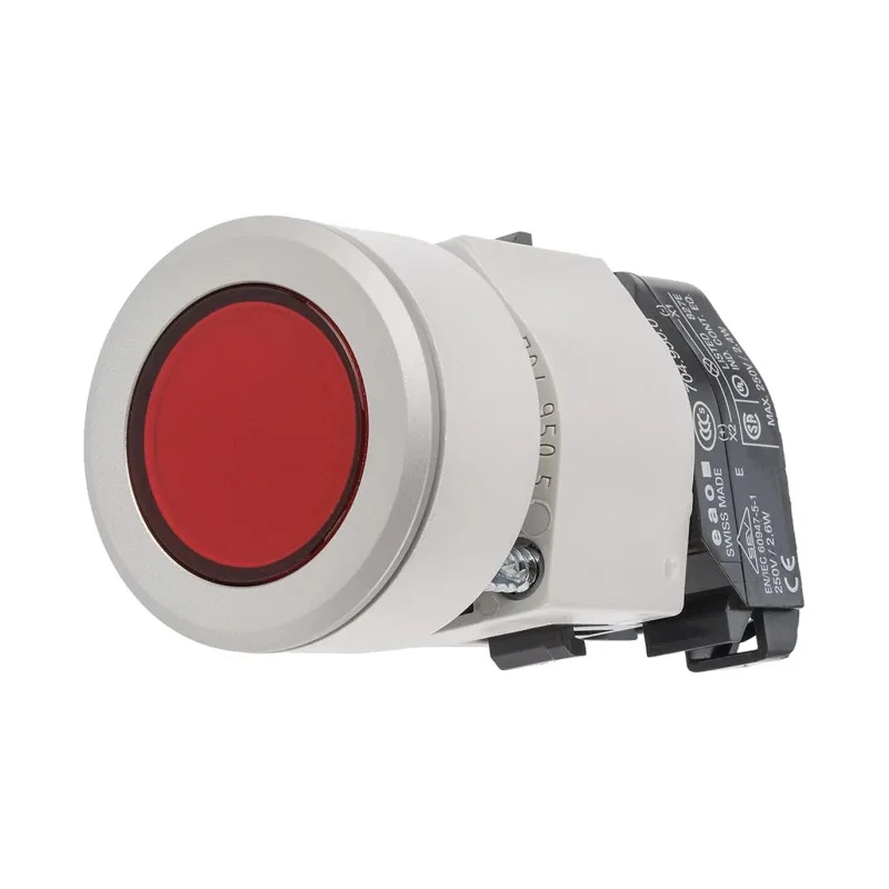 EAO Red Momentary Flush Aluminium Push Button Head 30.5mm Cutout, 35mm Diameter, IP65 704.032.218