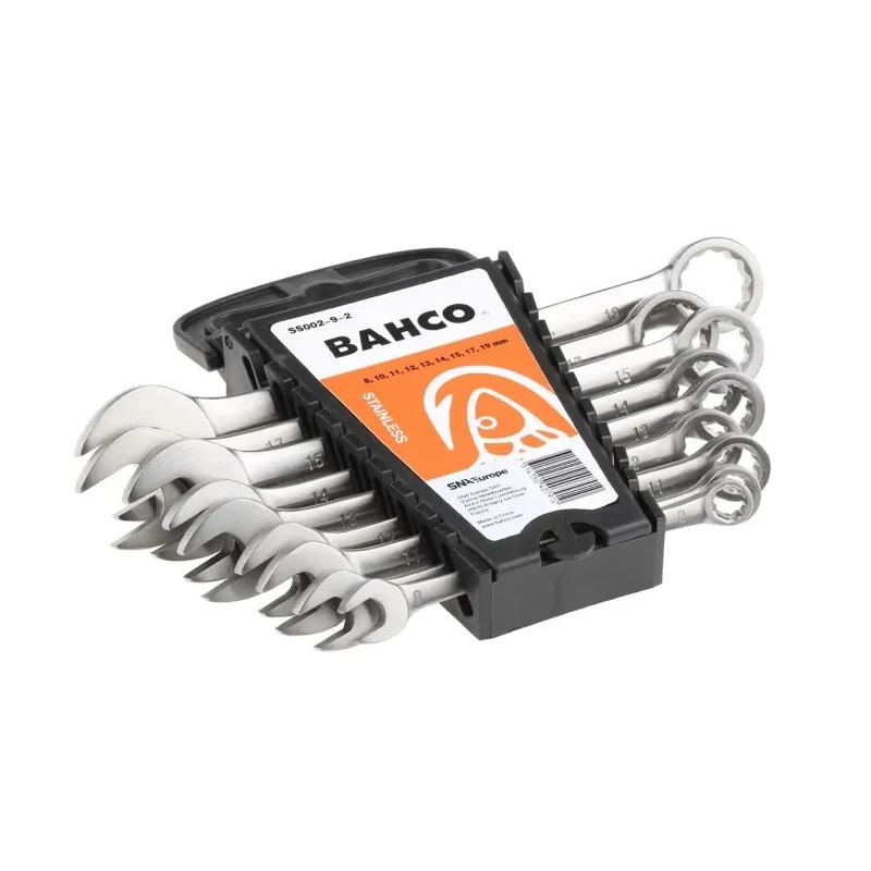 Bahco 9-Piece Stainless Steel Combination Spanner Set, Sizes 8 to 19 mm SS002-9-2
