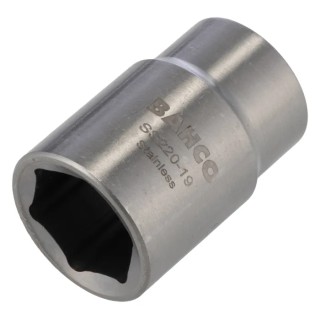 Bahco 1/2 in Drive 19 mm 6 Point Square Socket Stainless Steel 42mm Overall Length SS220-19