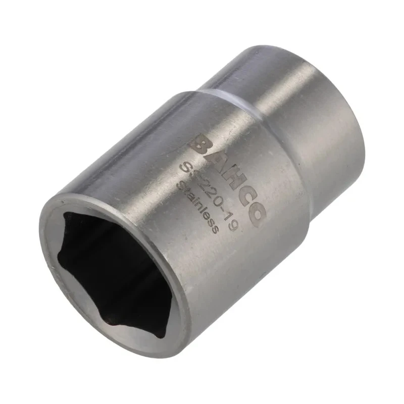 Bahco 1/2 in Drive 19 mm 6 Point Square Socket Stainless Steel 42mm Overall Length SS220-19