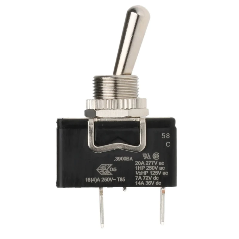Arcolectric (Bulgin) Ltd Toggle Switch, Panel Mount, On-Off, SPST, Tab Terminal, 16A Contact Current, 250V AC C3900BAAAA