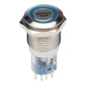 Bulgin Illuminated Push Button Switch Panel Mount 16.2 mm Cutout DPDT 3A Blue LED Latching MP0045