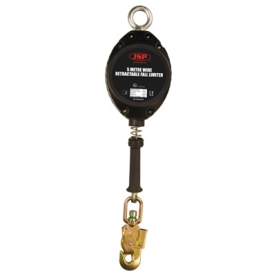JSP Fall Arrester Kit Plastic with 4kg Weight Capacity, Galvanised Steel Lifeline 5m, Carabiner Harness Connection FAR0705