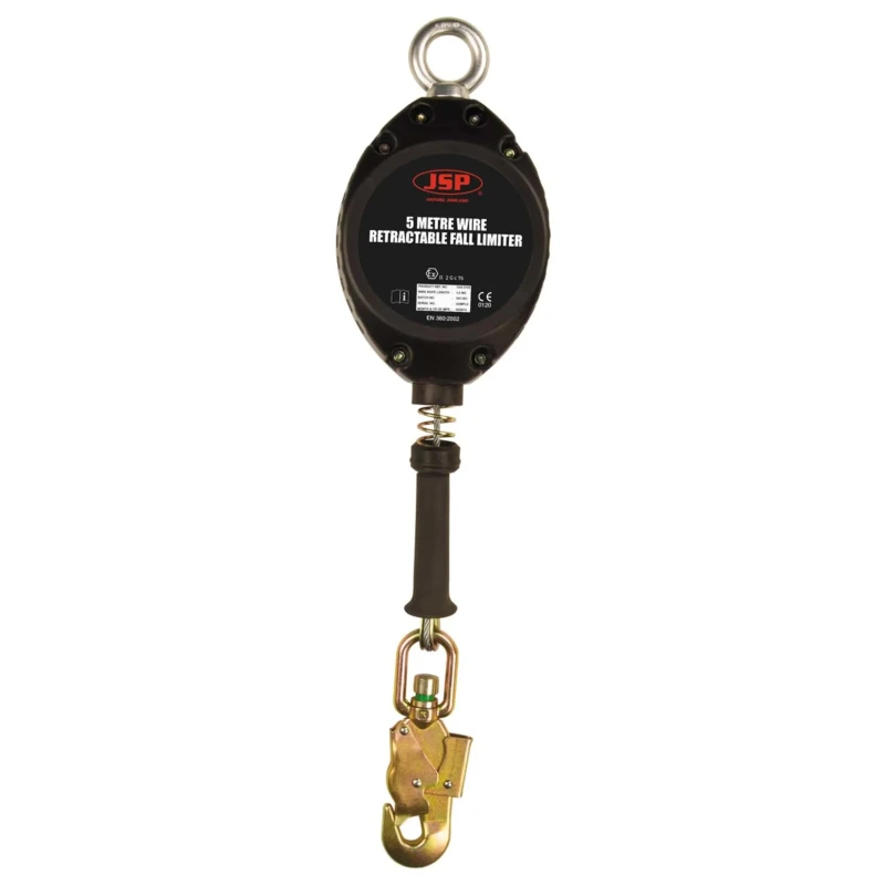 JSP Fall Arrester Kit Plastic with 4kg Weight Capacity, Galvanised Steel Lifeline 5m, Carabiner Harness Connection FAR0705