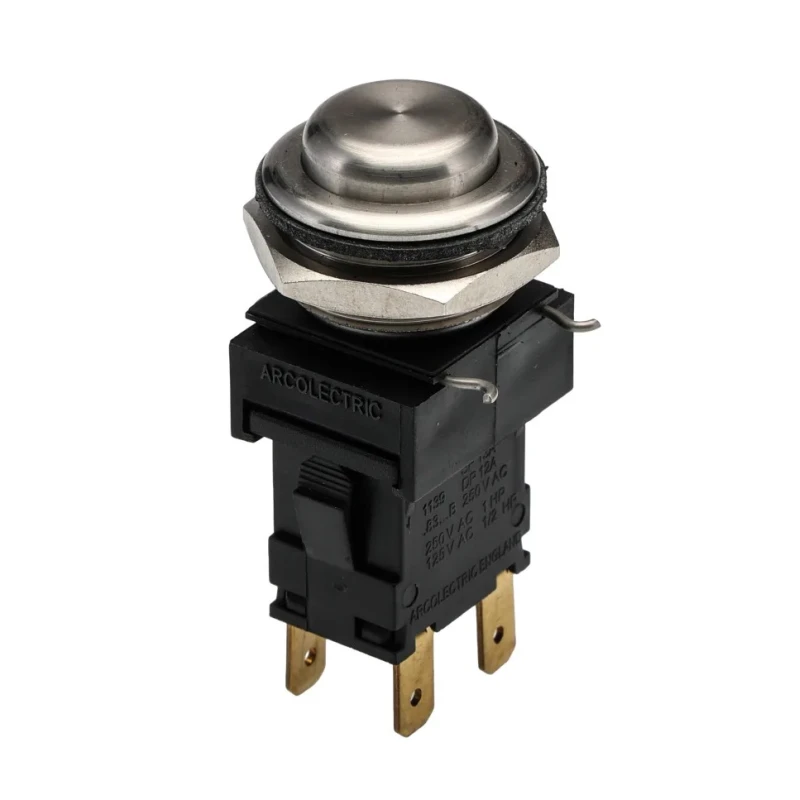 Arcolectric (Bulgin) Ltd 8300 Series Push Button Switch Latching Panel Mount 12.9 mm Cutout DPDT IP66 250 V AC 16A H8350RPAAA