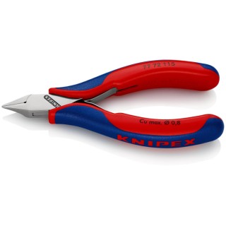 Knipex Side Cutter Diagonal Cutter with Bevel, Ball Bearing Chrome Steel Jaw, Multi-Component Grip, 115mm 77 72 115 SB