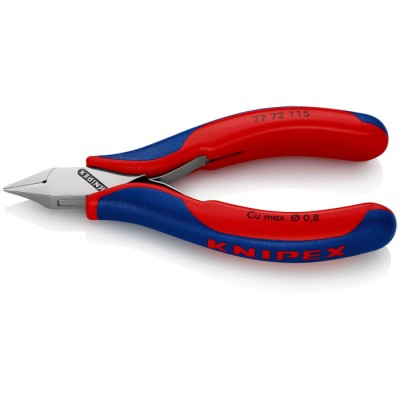 Knipex Side Cutter Diagonal Cutter with Bevel, Ball Bearing Chrome Steel Jaw, Multi-Component Grip, 115mm 77 72 115 SB