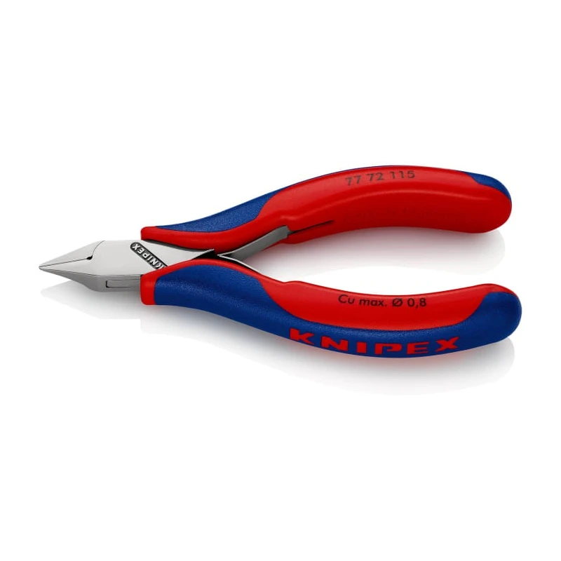 Knipex Side Cutter Diagonal Cutter with Bevel, Ball Bearing Chrome Steel Jaw, Multi-Component Grip, 115mm 77 72 115 SB