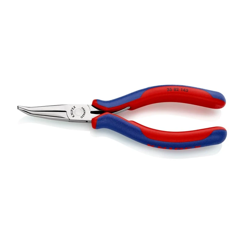 Knipex Long Nose Plier Comfort Grip, Chrome Steel, 145mm Overall, Bent Nose, 35mm Jaw 35 82 145