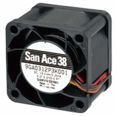 Sanyo Denki San Ace 9GA Series Axial Fan 12V DC 7.4W 620mA 36m³/h Ball Bearing Square Frame 38x38x28mm 9GA0312P3K001
