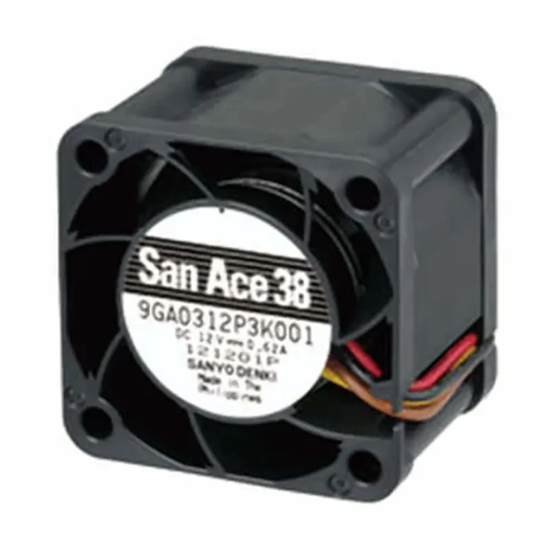 Sanyo Denki San Ace 9GA Series Axial Fan 12V DC 7.4W 620mA 36m³/h Ball Bearing Square Frame 38x38x28mm 9GA0312P3K001