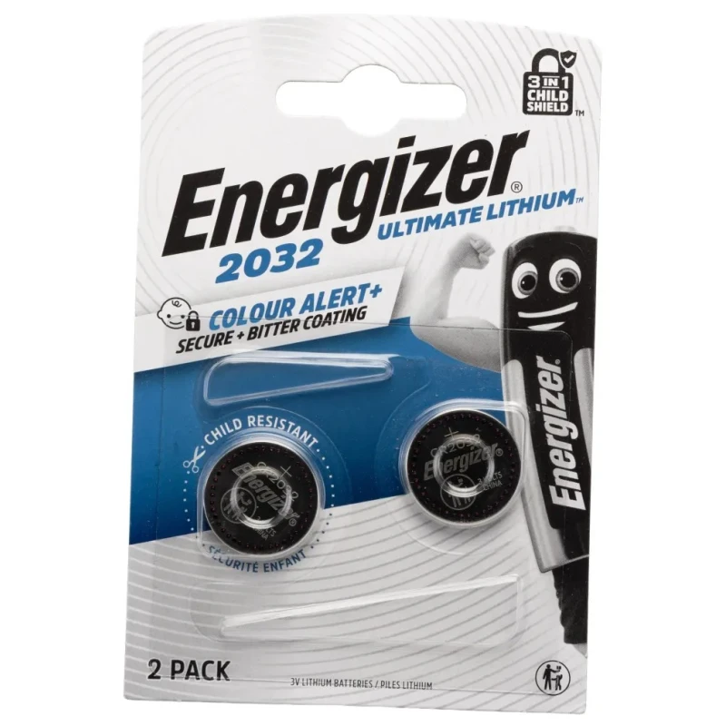 Energizer CR2032 Lithium Manganese Dioxide Button Battery 3 V 235mAh 20 mm Diameter 2 Pack CR2032