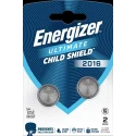 Energizer CR2016 Lithium Manganese Dioxide Button Battery 3 V, 20 mm Diameter, 2 Pack CR2016
