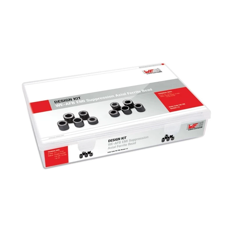 Wurth Elektronik EMI Filter Kit WE-AFB Series 18 Piece High Temperature NiZn Ferrite Core Suppression Filters 742700